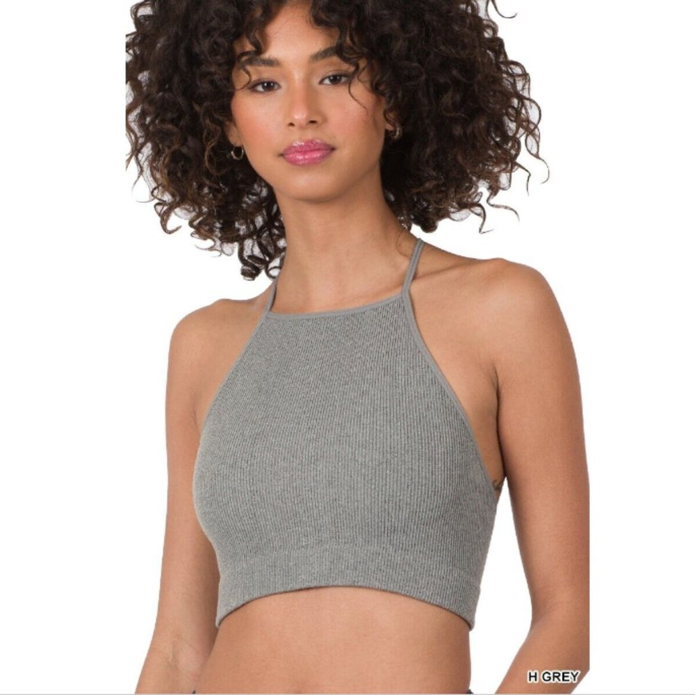 ZENANA Ribbed Seamless Cropped Cami Top - Picture 4 of 8